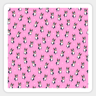 Cute Boston Terrier Pattern Pink Sticker